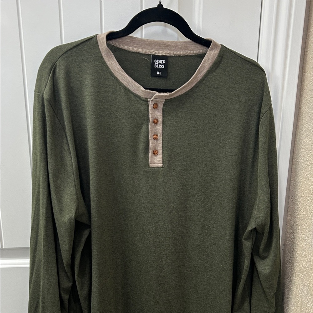 Forest Green Henley Long Sleeve Shirt